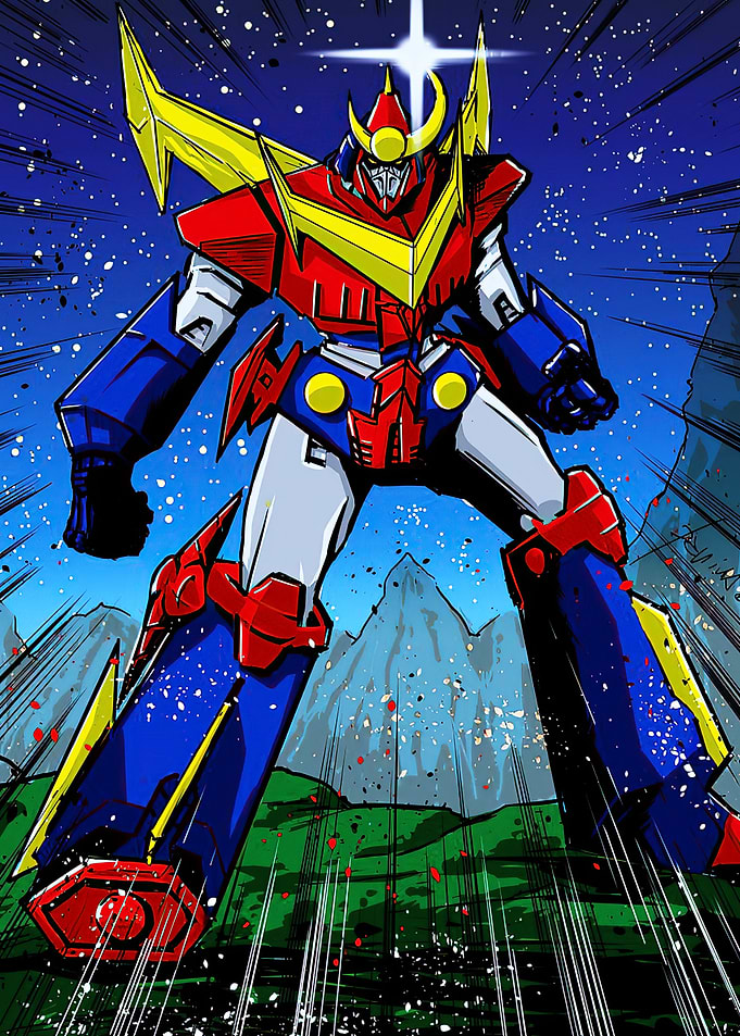 Giant Robot in Starry Landscape