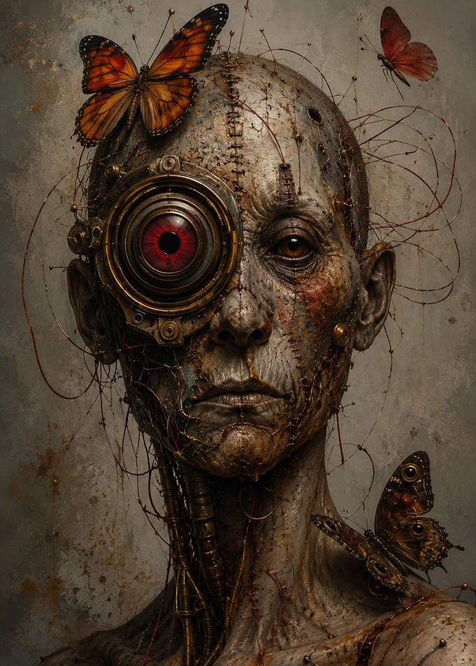 Steampunk Cyborg with Butterflies