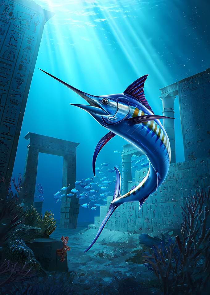 Marlin in Ancient Underwater Ruins