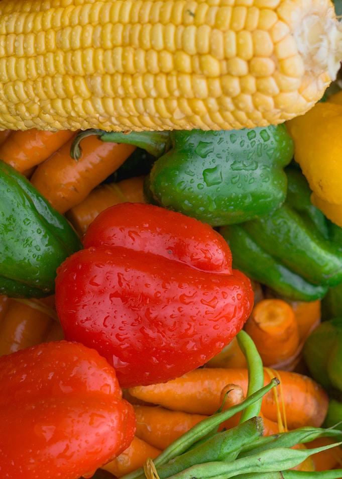 Fresh Vegetables with Water Droplets