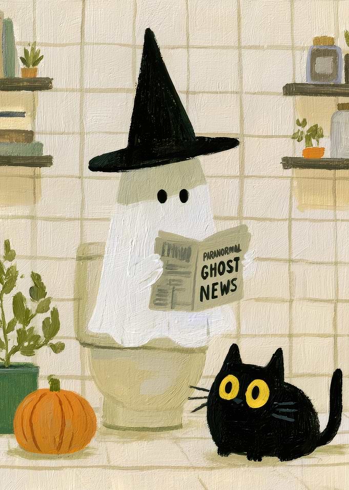 Ghost Reading in Bathroom