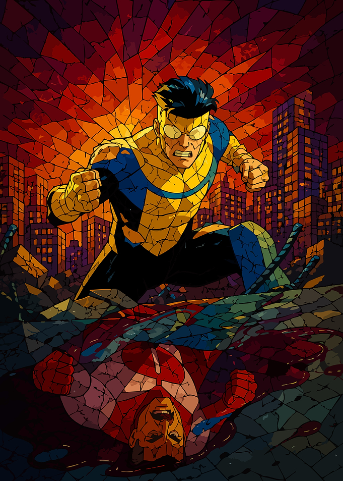 Invincible and Omni-Man Battle