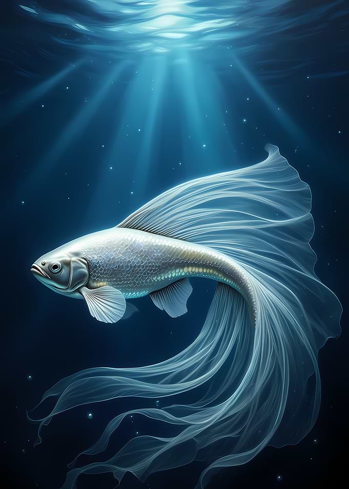Ethereal Fish in Deep Blue Water