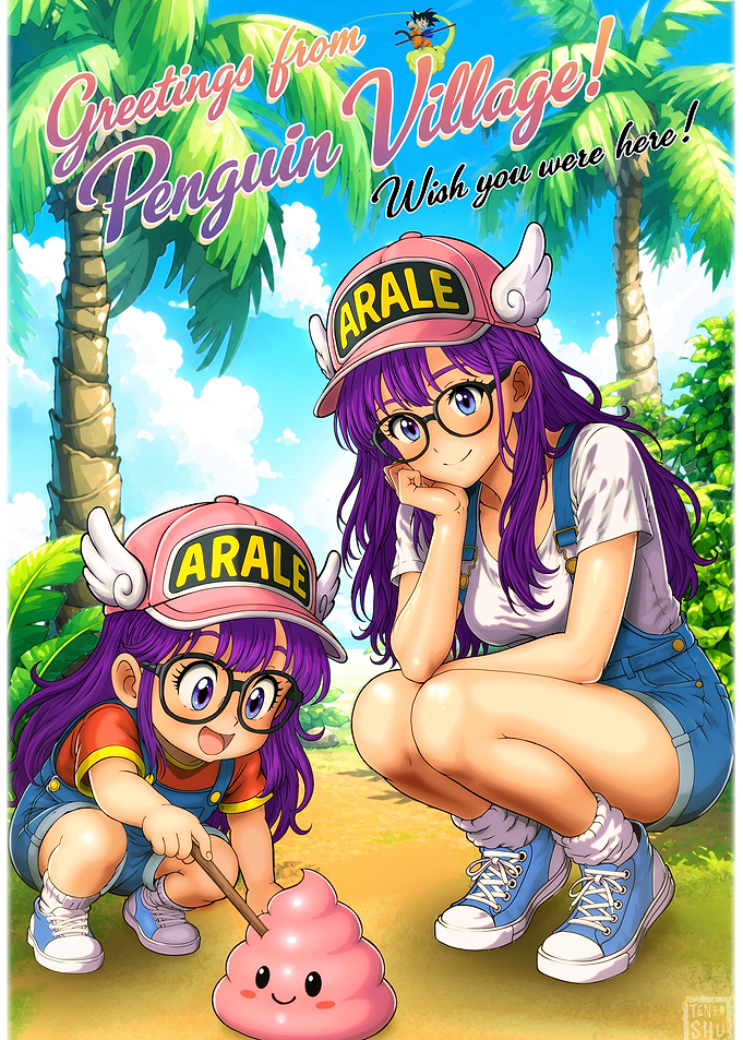 Arale and Arale in Penguin Village