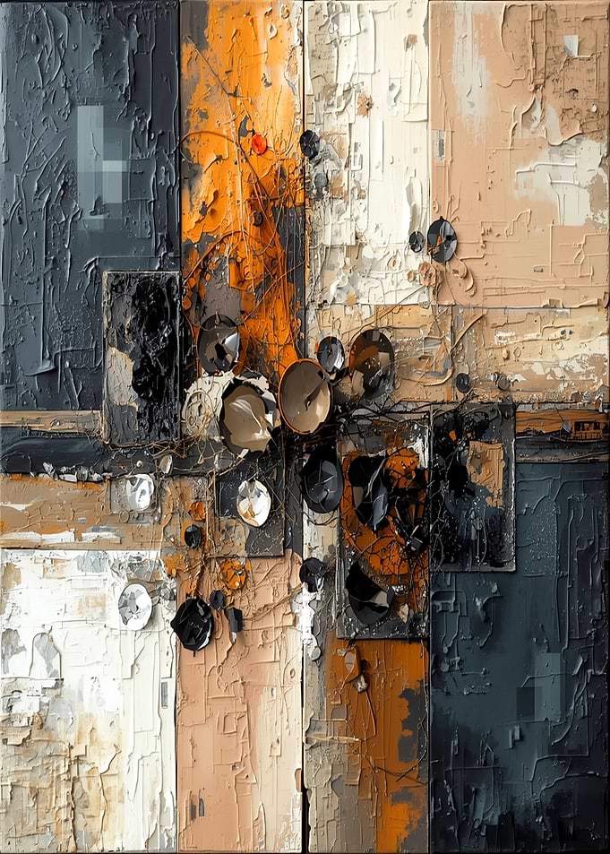 Textured Abstract Art with Metallic Accents