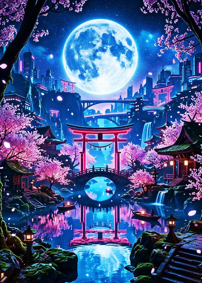 Enchanting Japanese Night Scene