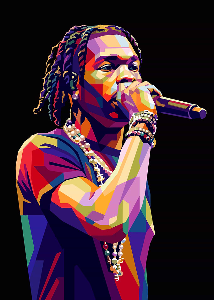 Colorful Portrait of a Lil Baby Rapper