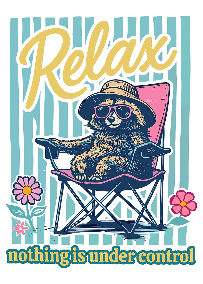 Relaxed Cartoon Raccoon Poster with Sunglasses and Fun Typography Wall Art