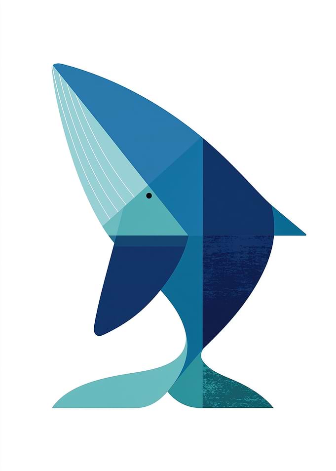Geometric Blue Whale Illustration
