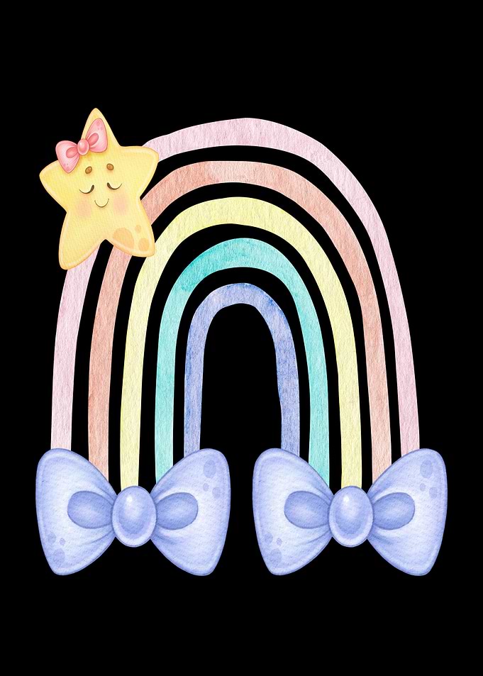 Cute Rainbow Star with Bows