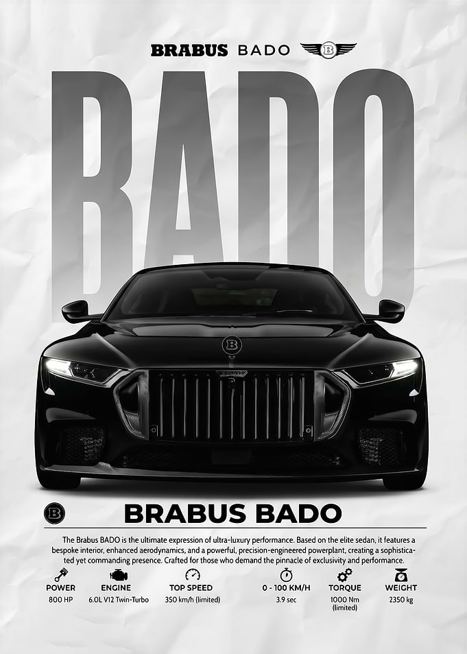 A sleek face Bado High Performance Car poster