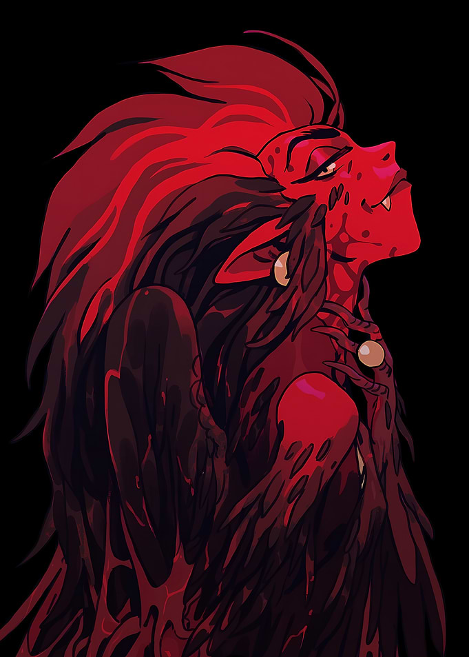 Red Demon with Dark Wings