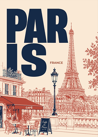 Paris Cafe Travel Poster – Vintage French Wall Art