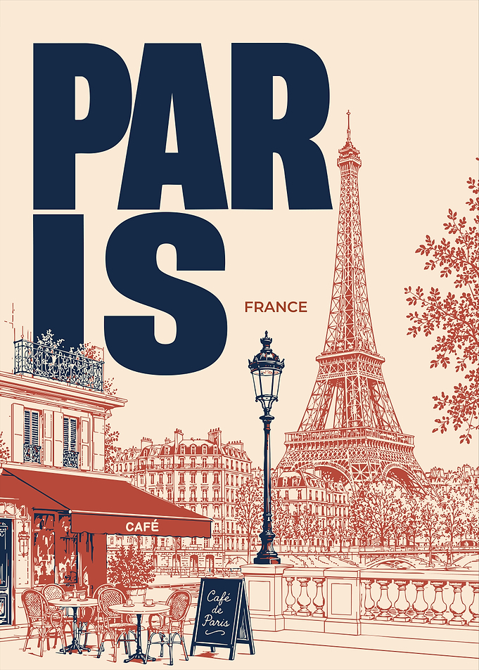 Paris Cafe Travel Poster – Vintage French Wall Art