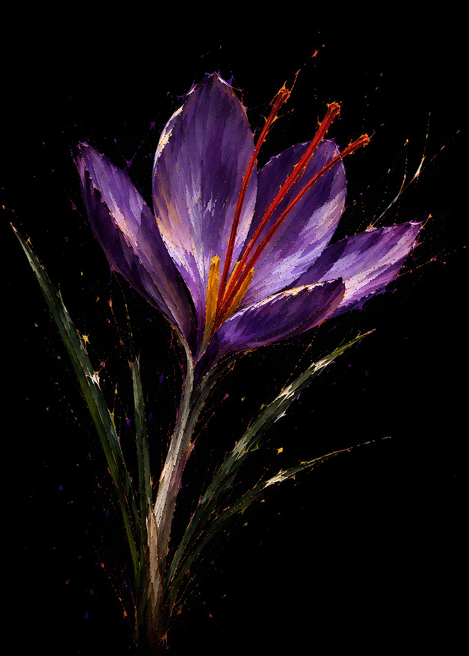 Purple Saffron Flower Painting