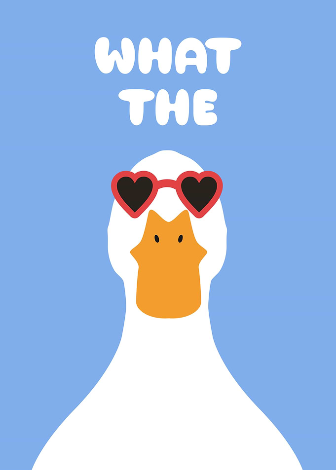 Funny Duck with Heart Sunglasses