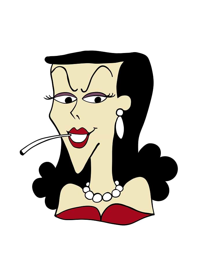 Cartoon Woman with Cigarette Holder