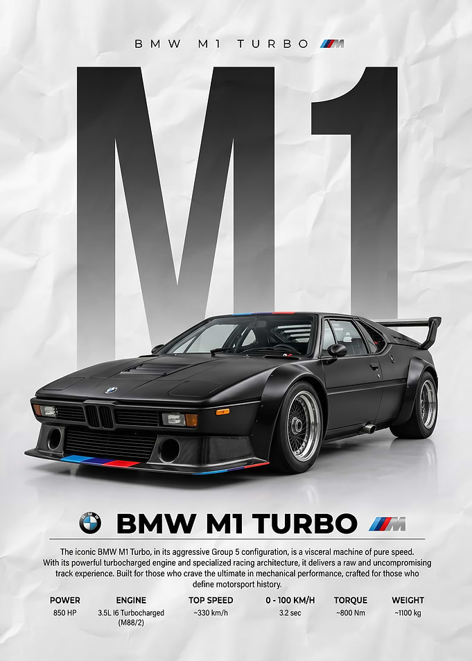 A striking BMW M1 Turbo Poster
