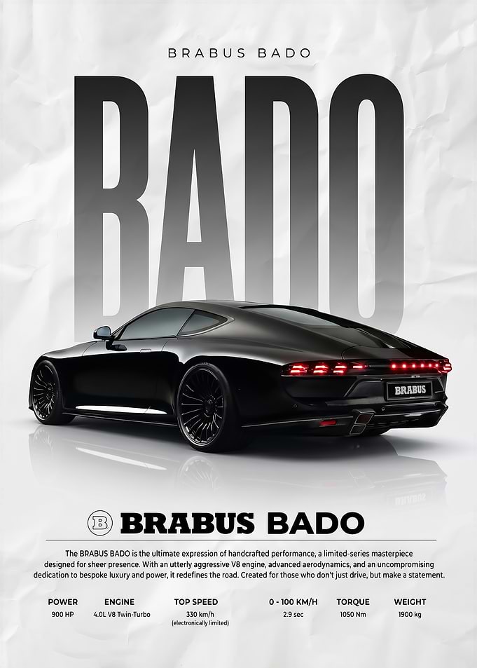 A sleek rear Bado High Performance Car poster