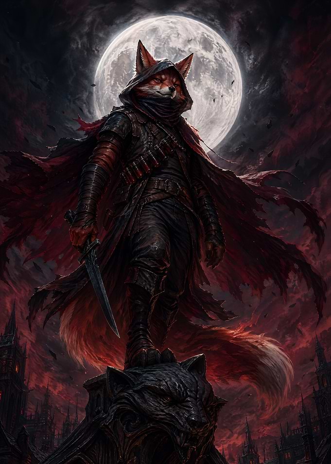 Fox Warrior Under the Moon
