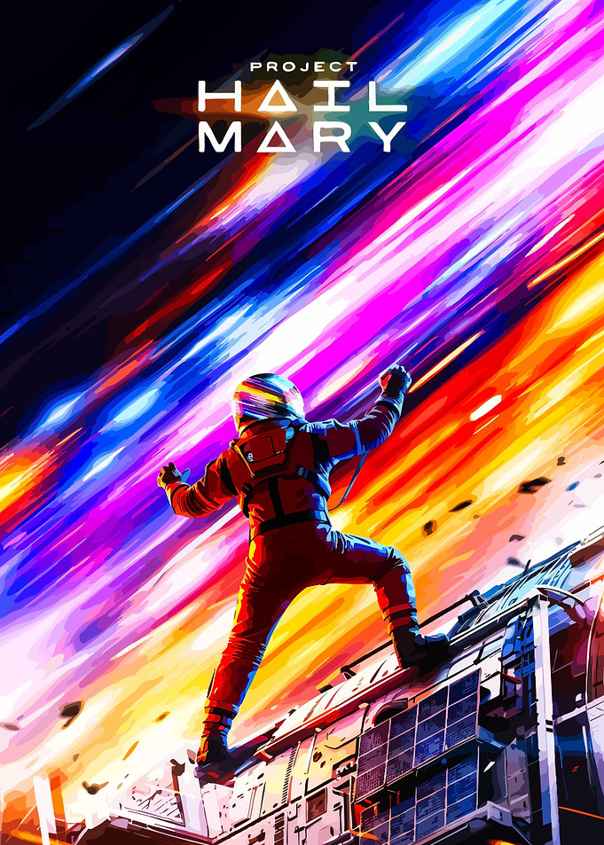 Astronaut in Space with 'Project Hail Mary' Text