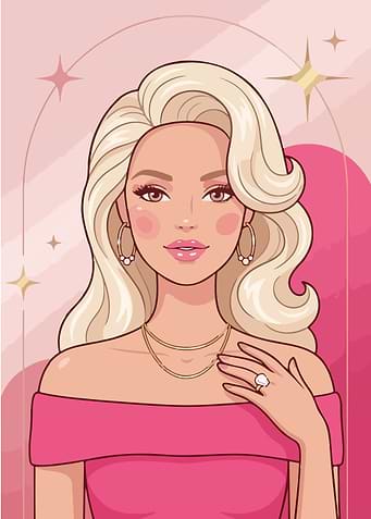 Glamorous Blonde Woman in Pink Dress