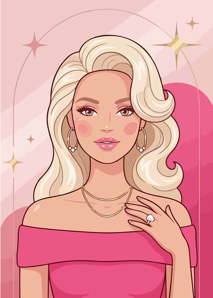 Glamorous Blonde Woman in Pink Dress