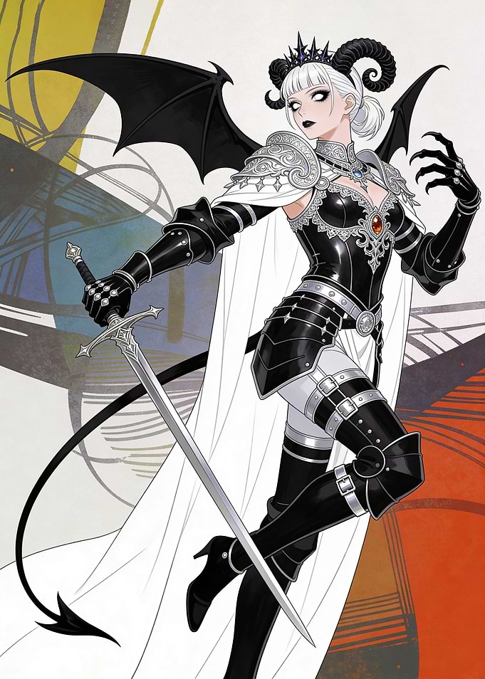 Demon Queen in Black Armor with Sword