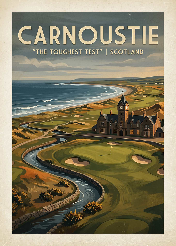 Carnoustie Golf Links Vintage Poster