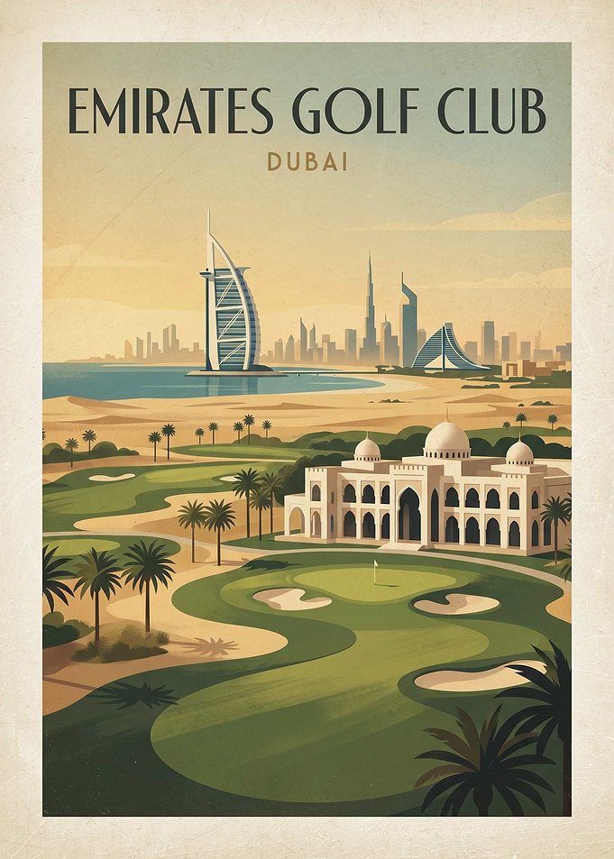 Emirates Golf Club Dubai Vintage Poster