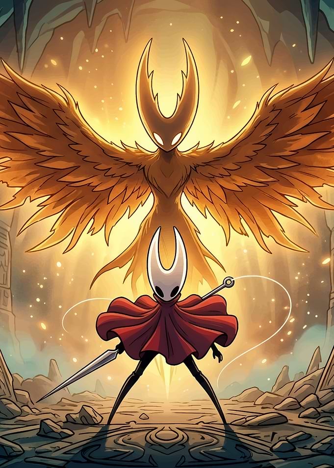 Hollow Knight Hornet vs Radiance Boss Fight Art