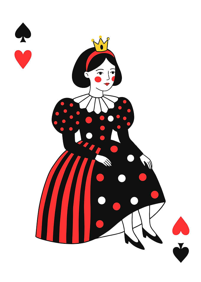 Queen of Spades and Hearts Card
