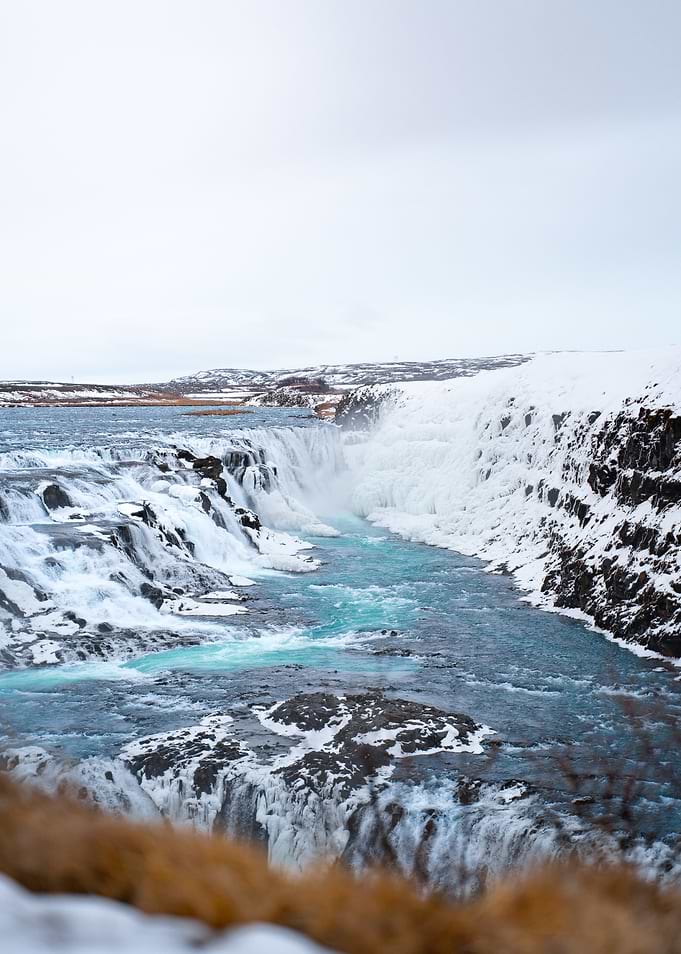 Winter Waterfall GullFoss in Iceland