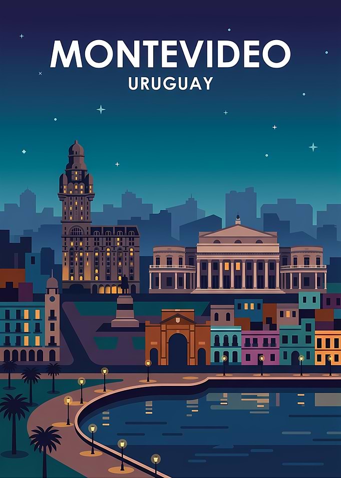 Montevideo Skyline at Night
