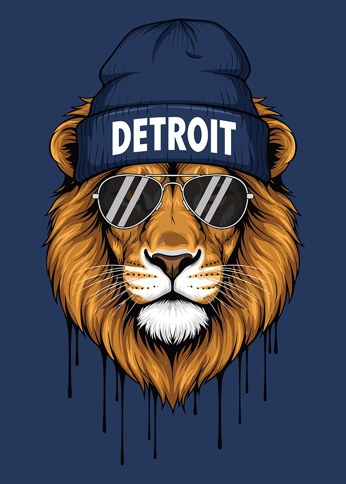 Lion Wearing Beanie and Sunglasses