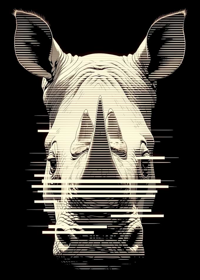 Glitching Rhino Portrait