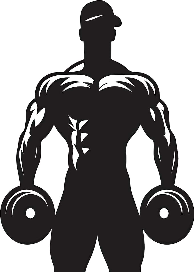 Bodybuilder with Dumbbells Silhouette