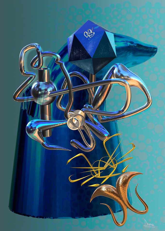 Abstract Sculpture with Geometric and Organic Forms