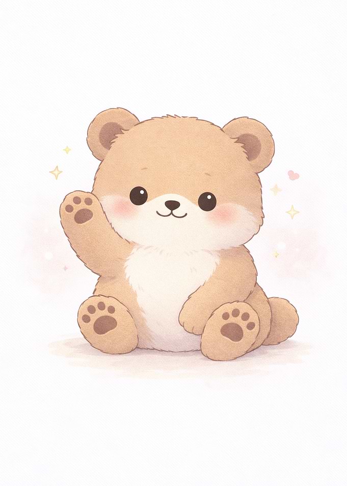 Cute Teddy Bear Waving Hello