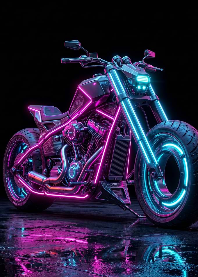 Cyberpunk Neon Motorcycle