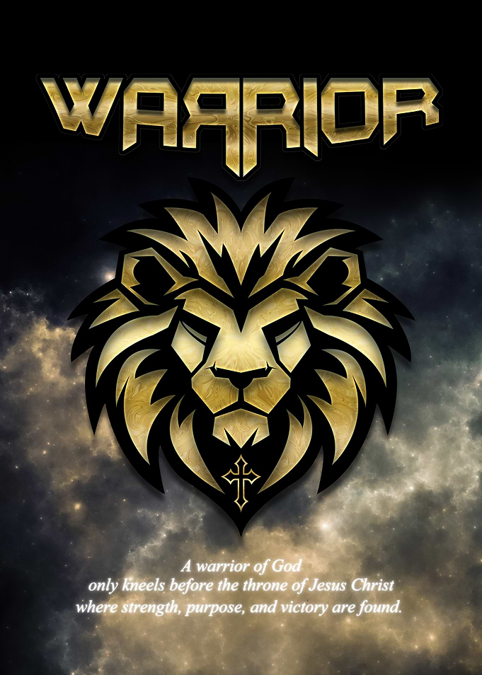 Warrior Lion Gold Cross Christian Faith Galaxy