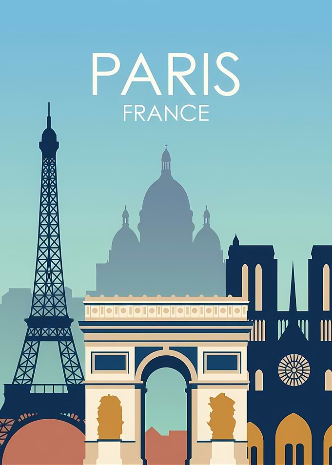 Paris Skyline with Landmarks