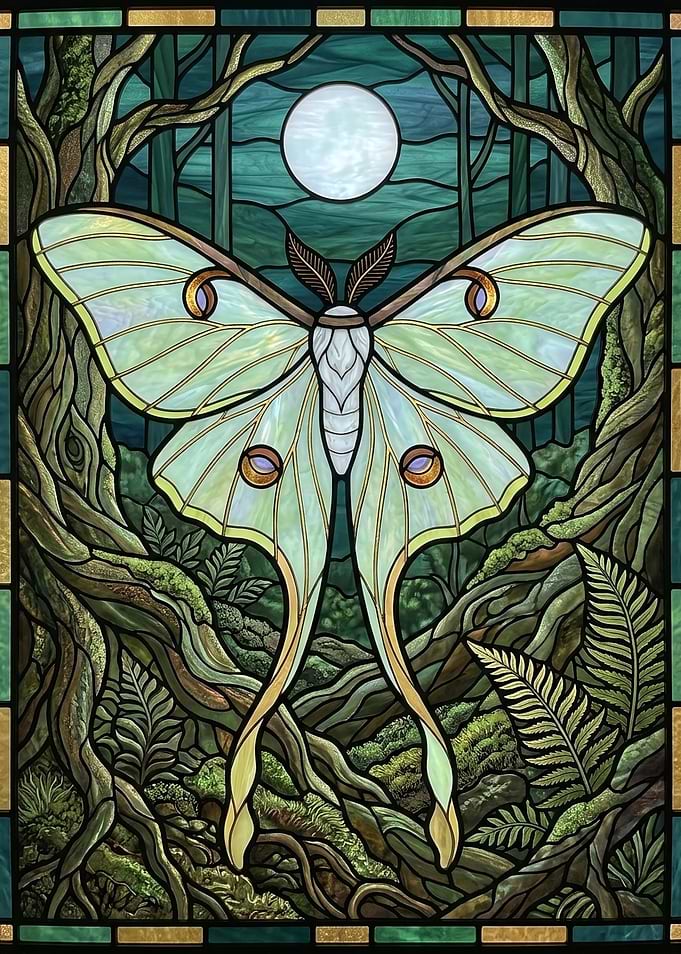 Luna Moth Stained Glass Art