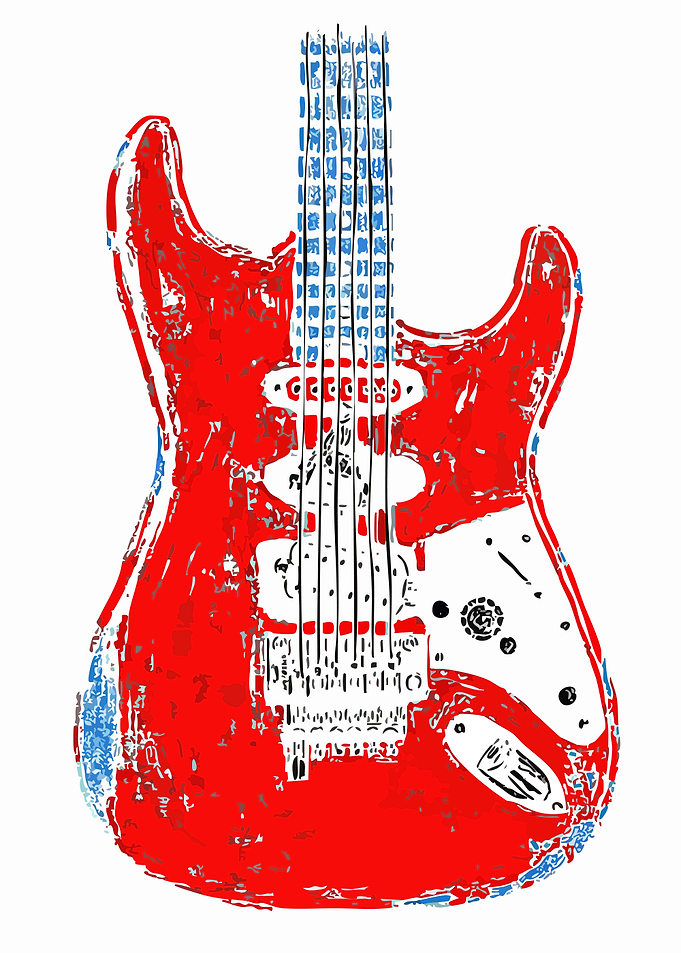 Red Electric Guitar Pop Art