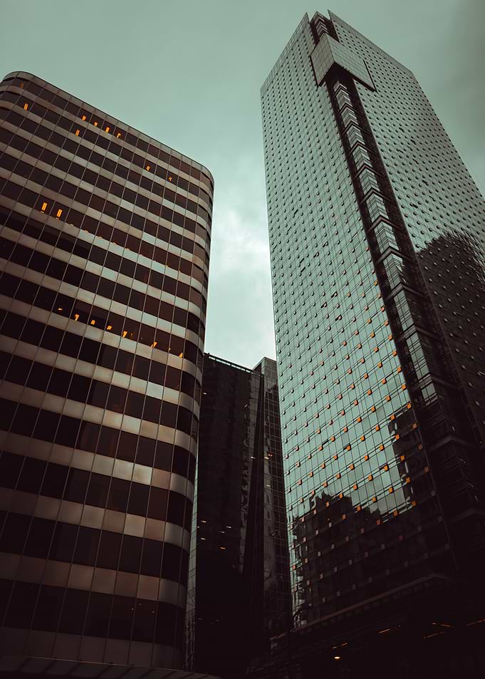 Modern City Skyscrapers as a Storm Approaches
