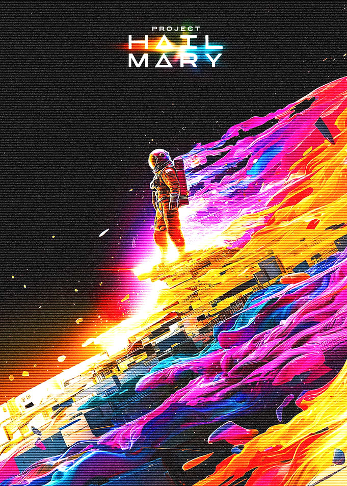Astronaut on a colorful cosmic wave