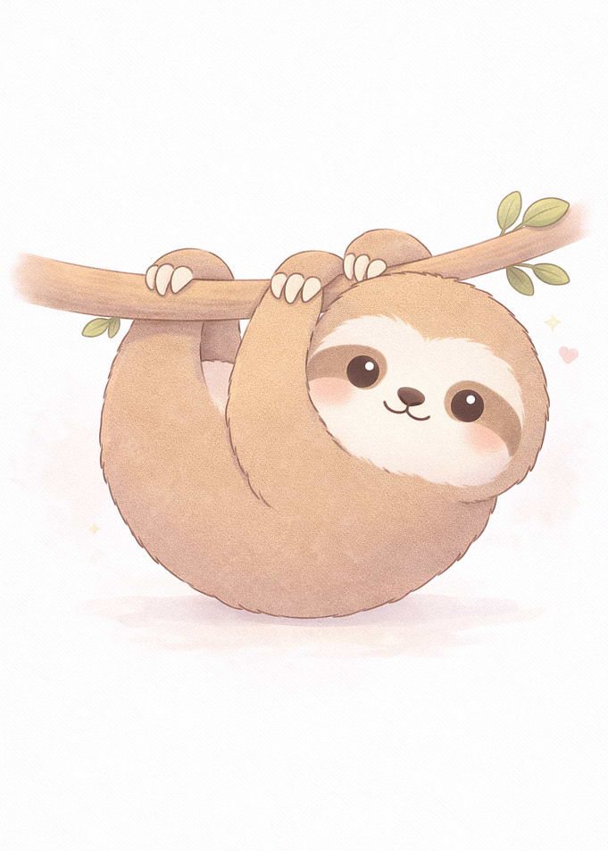 Cute Sloth Hanging on a Branch