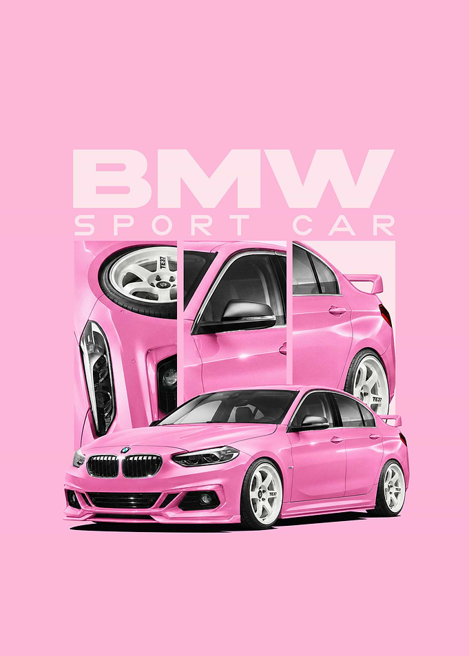Pink BMW 1 series Sport Car