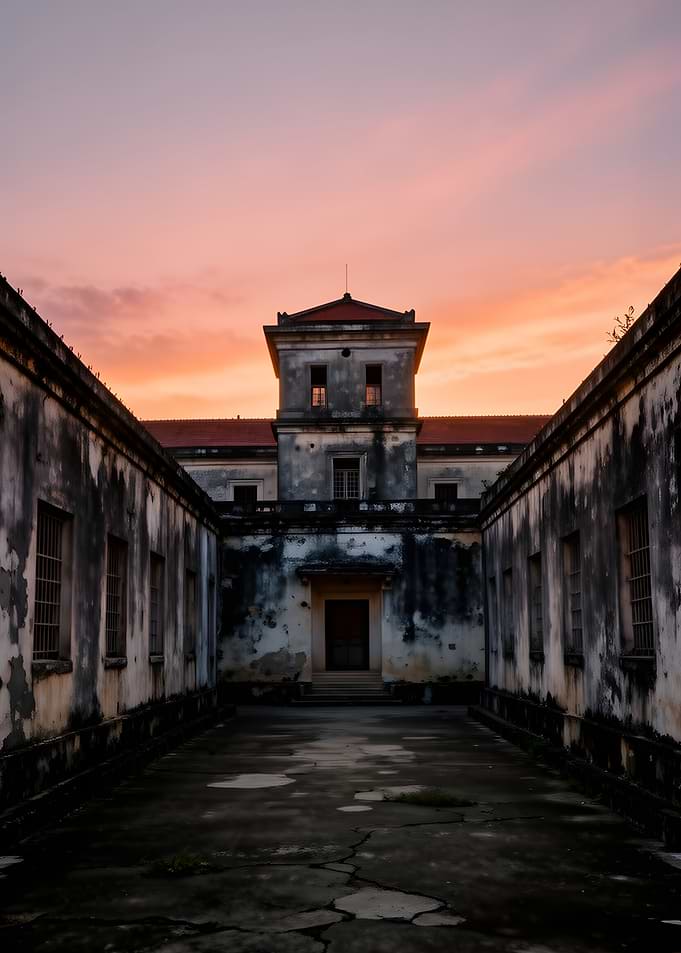 Abandoned Building at Sunset