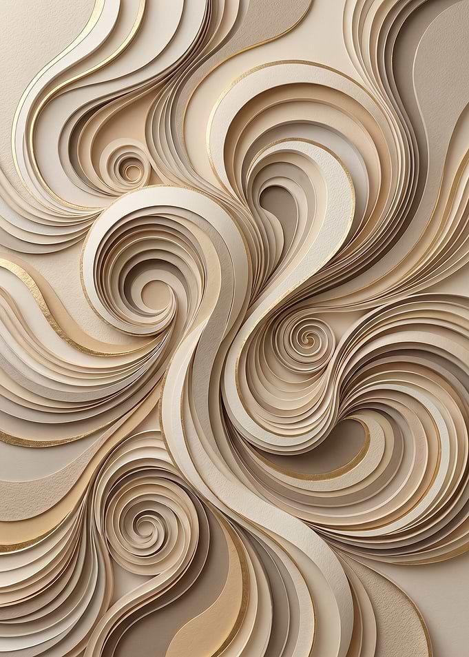 Abstract Swirls with Gold Accents